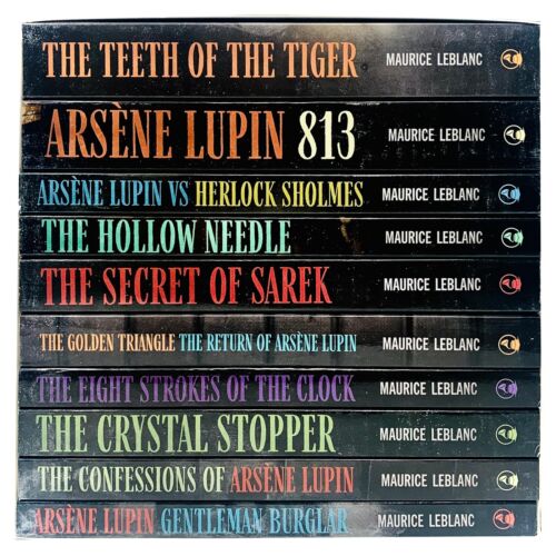 Arsene Lupin Complete Collection box set by Maurice Leblanc - paperback books stacked showing spines