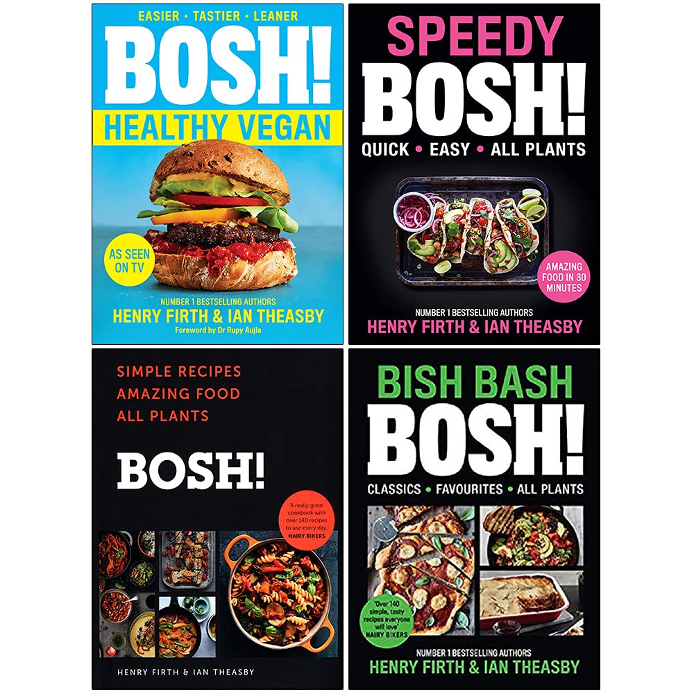 BOSH Series 4 Books Collection Set by Henry Firth & Ian Theasby - Healthy Vegan, Speedy BOSH, Simple Recipes, Bish Bash Bosh - Paperback vegan cookbooks