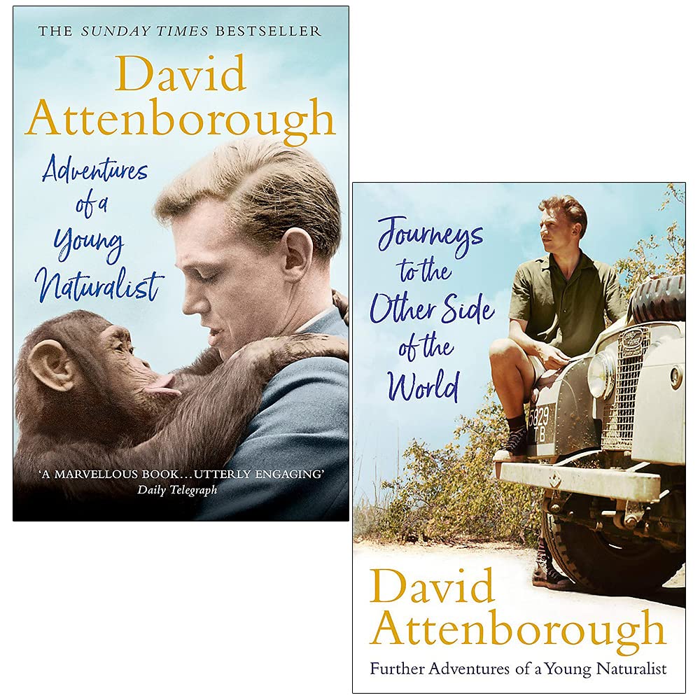 David Attenborough 2 Books Collection Set - Adventures of a Young Naturalist and Journeys to the Other Side of the World, brand new paperback set