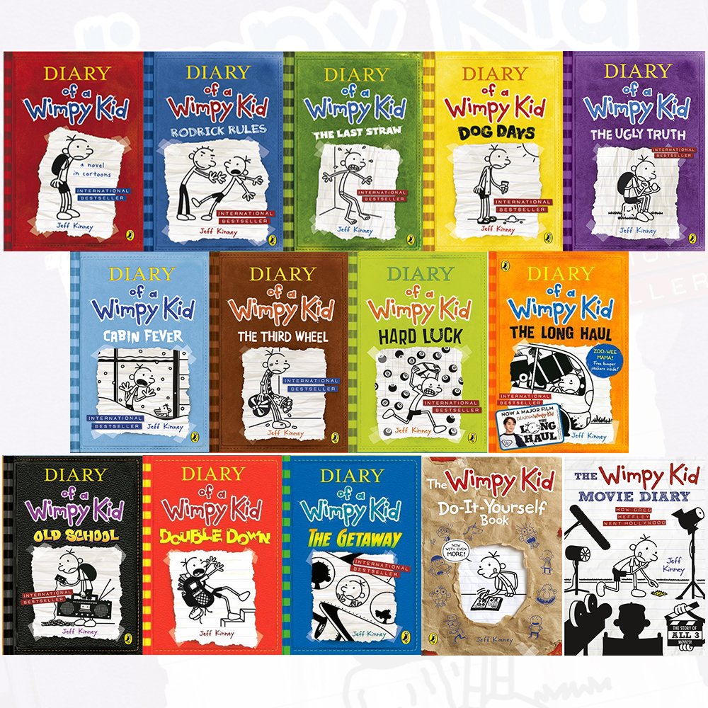 Diary of a Wimpy Kid 14 Books Collection Set by Jeff Kinney - Paperback - Ages 8-12 - includes Rodrick Rules and Dog Days