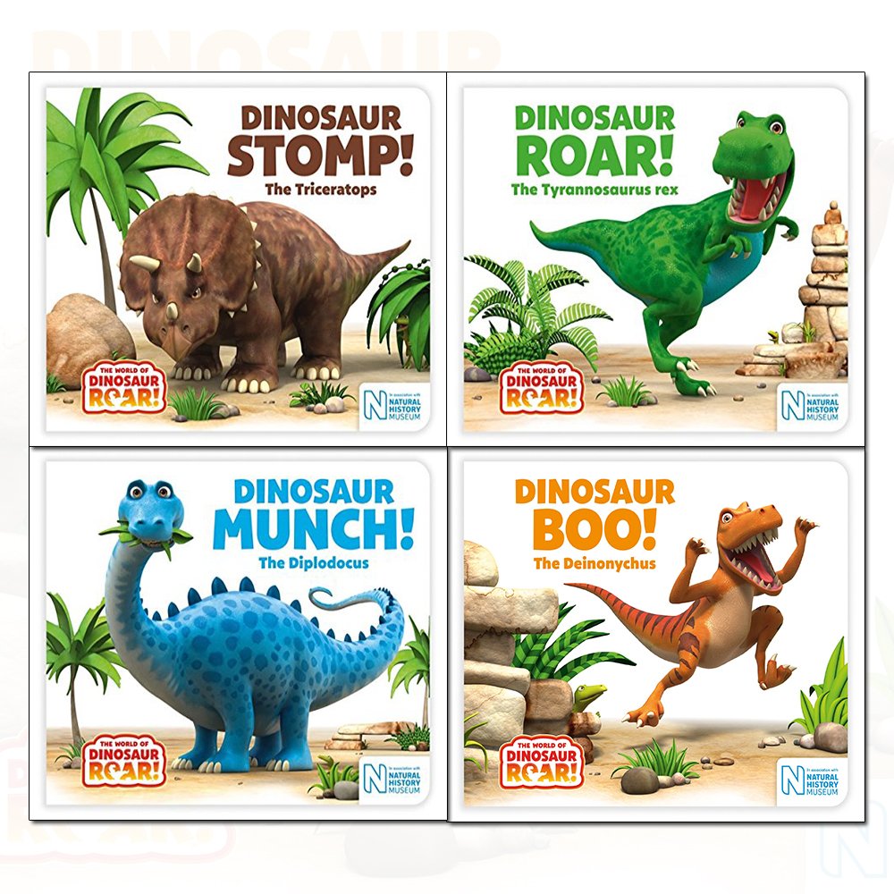 The World of Dinosaur Roar! Series Books 1-4 Collection Set by Peter Curtis and Jeanne Willis - Board Book - Ages 3-5