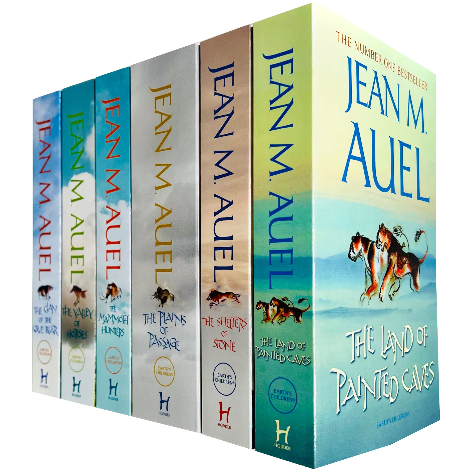 Earth's Children Series by Jean M Auel - 6 Book Paperback Collection Set including The Clan of the Cave Bear, The Valley of Horses, The Mammoth Hunters, The Plains of Passage, The Shelters of Stone and The Land of Painted Caves