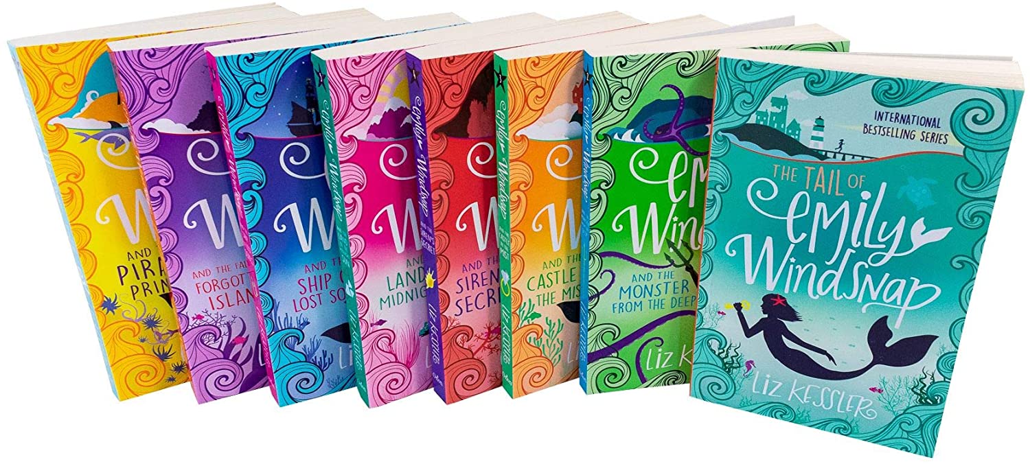 Emily Windsnap Series 8 Books Collection Set by Liz Kessler - Paperback books displayed out of box