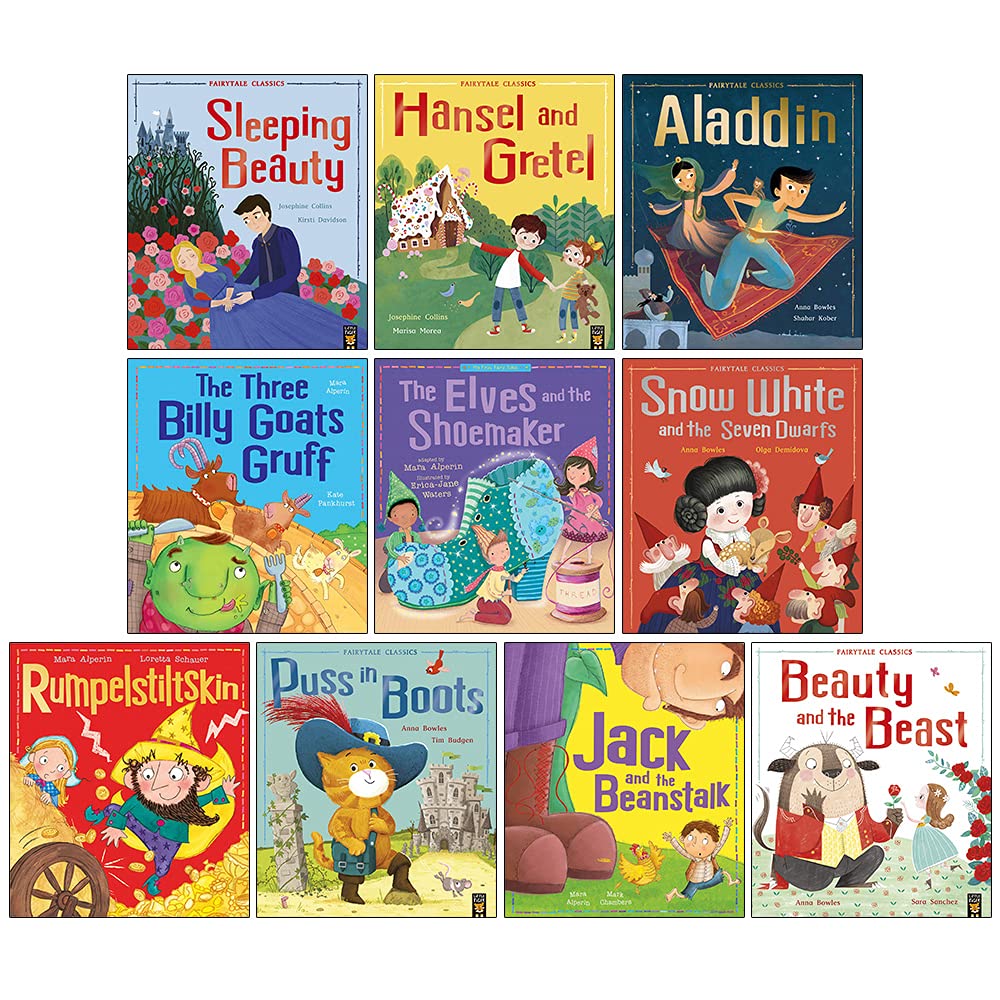 Fairytale Classics 10 Books Collection Set paperback picture flat fairy tales including Sleeping Beauty and Aladdin, ages 3-6