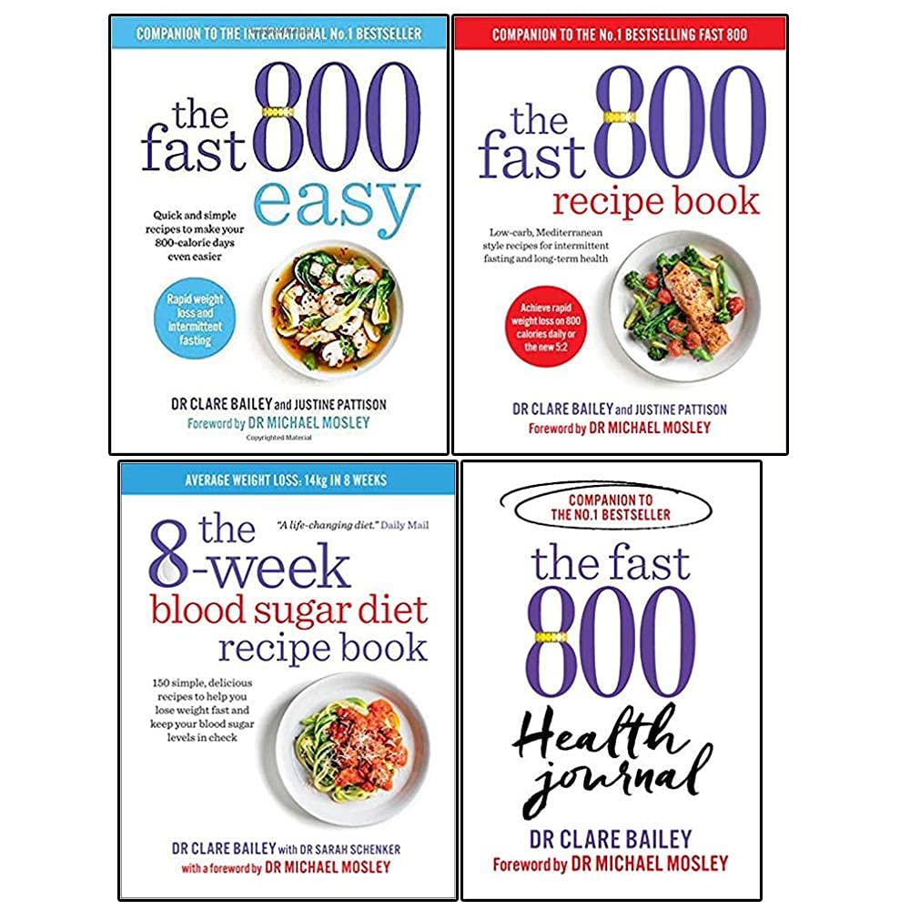 The Fast 800 Series 4 Books Collection Set by Dr Michael Mosley & Dr Clare Bailey - Paperback diet recipe books and health journal