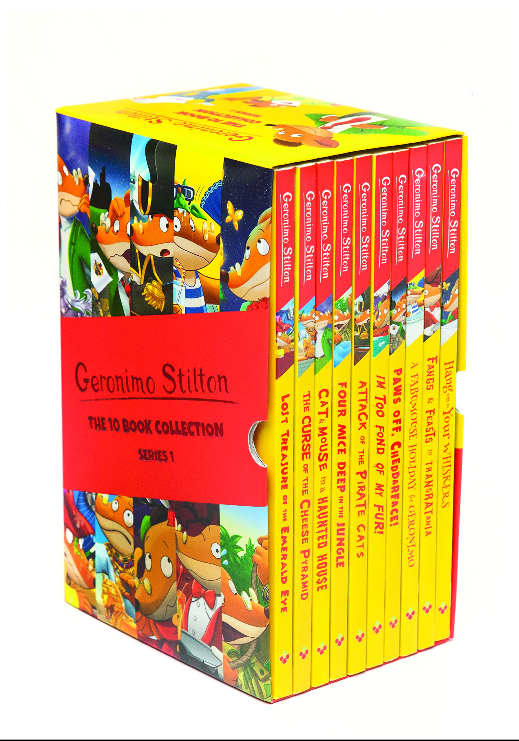 Geronimo Stilton 10 Book Collection Series 1 paperback box set for ages 5-7, includes Hang On to Your Whiskers and The Curse of the Cheese Pyramid