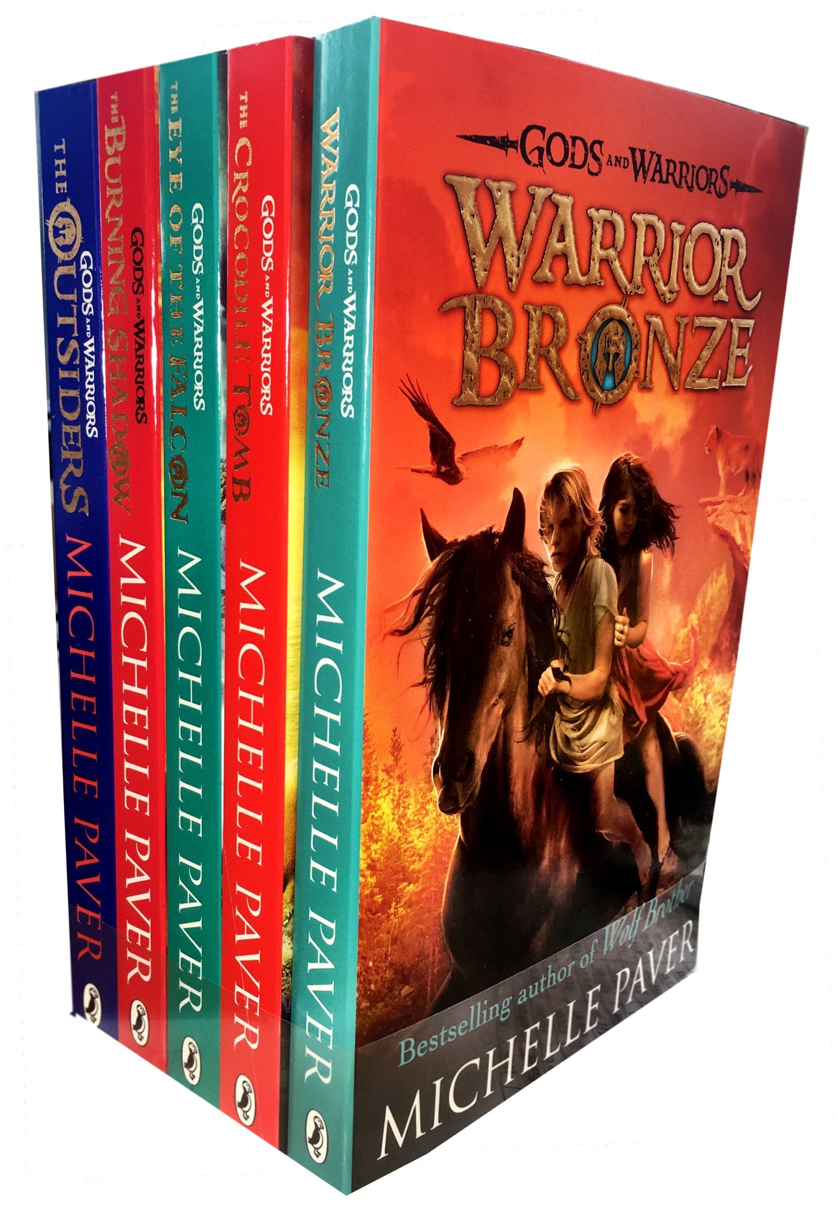 Gods and Warriors 5 Books Collection Set by Michelle Paver - Paperback - Ages 9-12 - The Outsiders, The Burning Shadow, The Eye of the Falcon, The Crocodile Tomb, Warrior Bronze