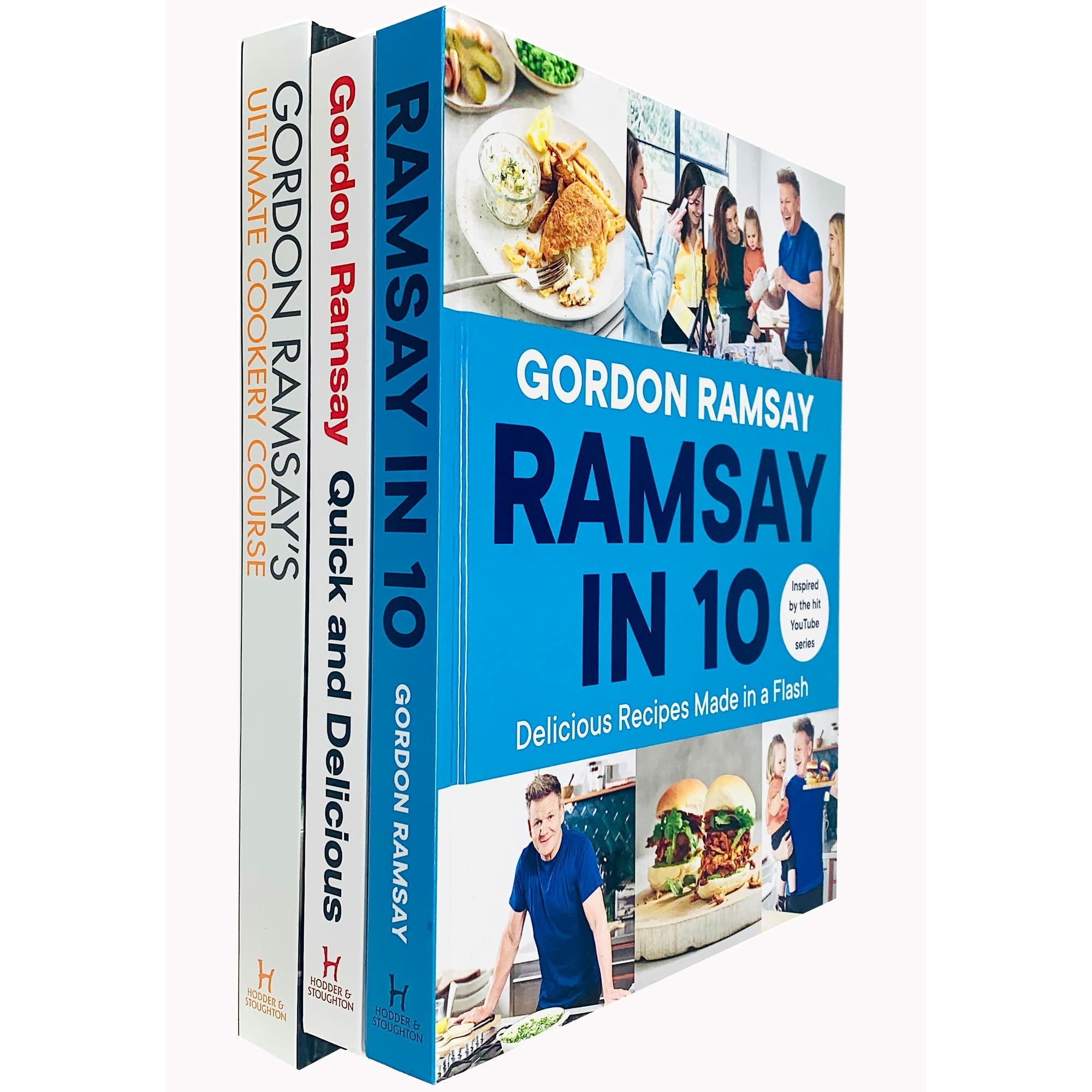 Gordon Ramsay Quick & Delicious, Ramsay in 10 and Ultimate Cookery Course 3 book hardback set cover