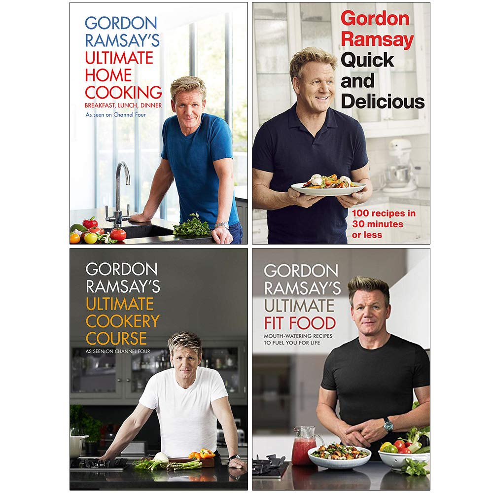 Gordon Ramsay 4 Book Hardback Collection Set including Ultimate Home Cooking, Quick & Delicious, Ultimate Cookery Course and Ultimate Fit Food - New
