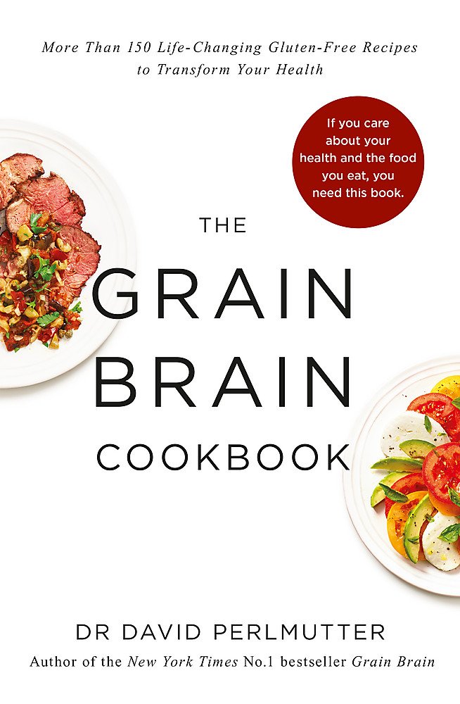 Grain Brain Cookbook by David Perlmutter - Paperback gluten-free recipe book, Yellow Kite edition