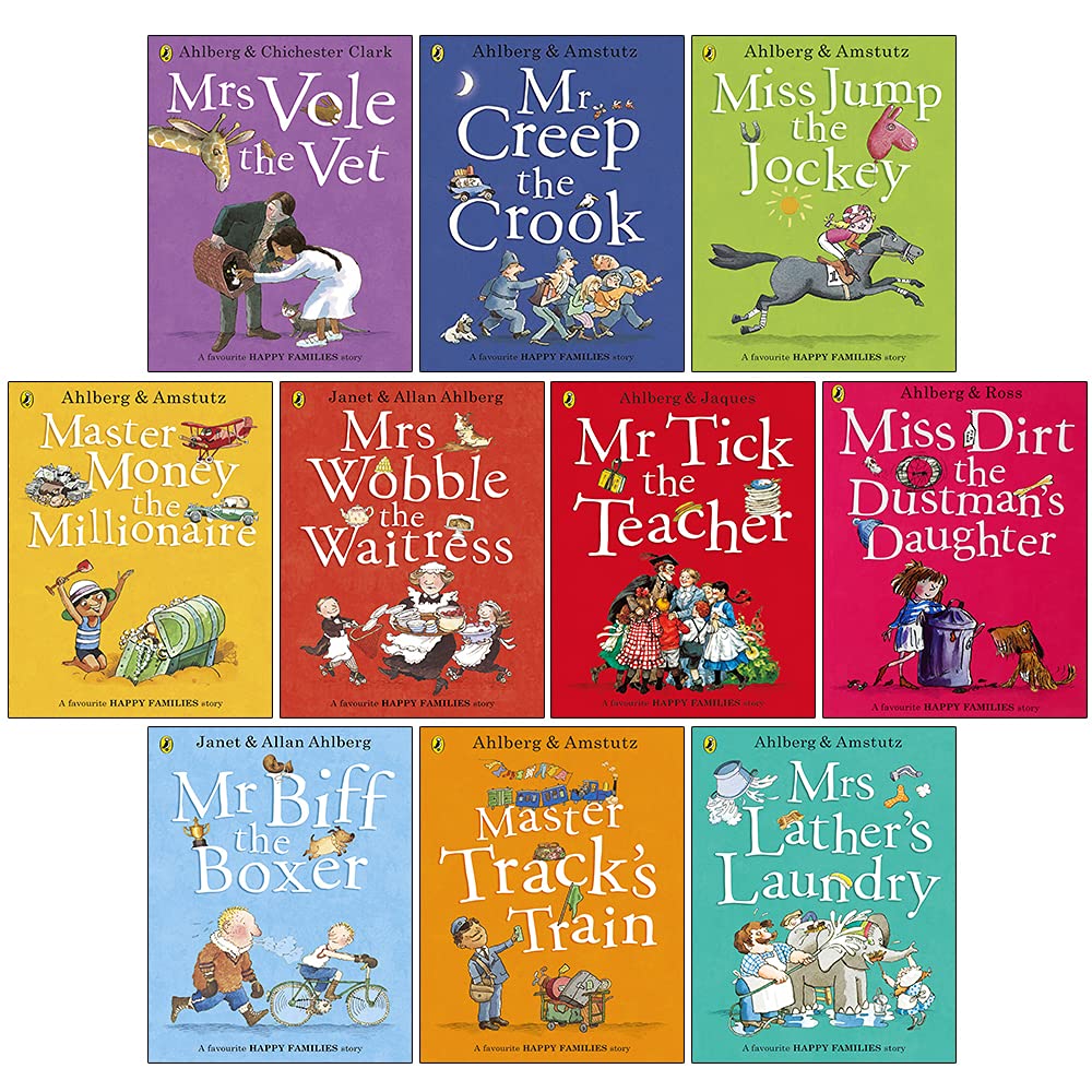Happy Families Series 10 Books Collection Set by Allan Ahlberg - Mr Biff the Boxer paperback cover, ages 5-7