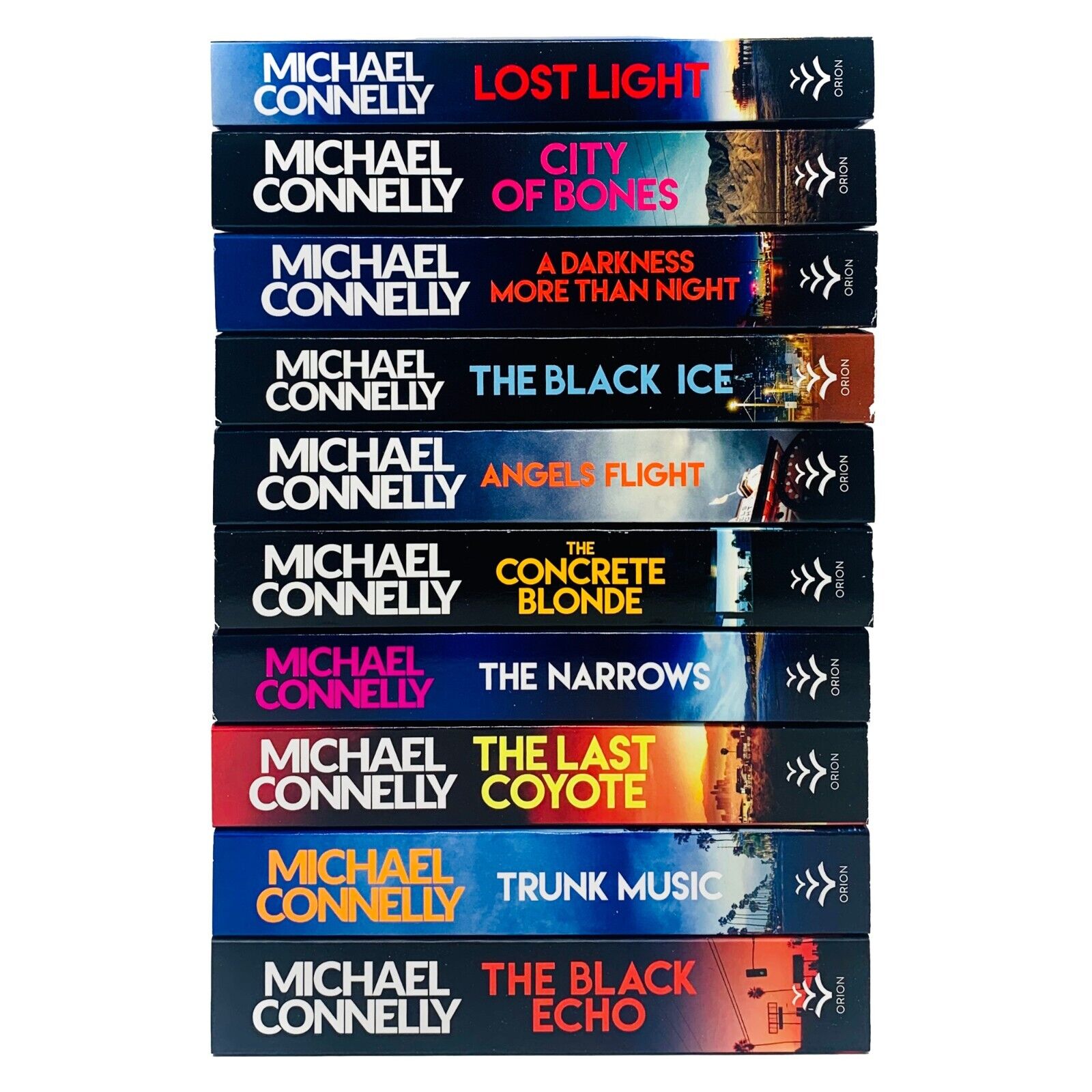 Harry Bosch Series 10 Books Collection Set by Michael Connelly - paperback book spines showing all 10 titles