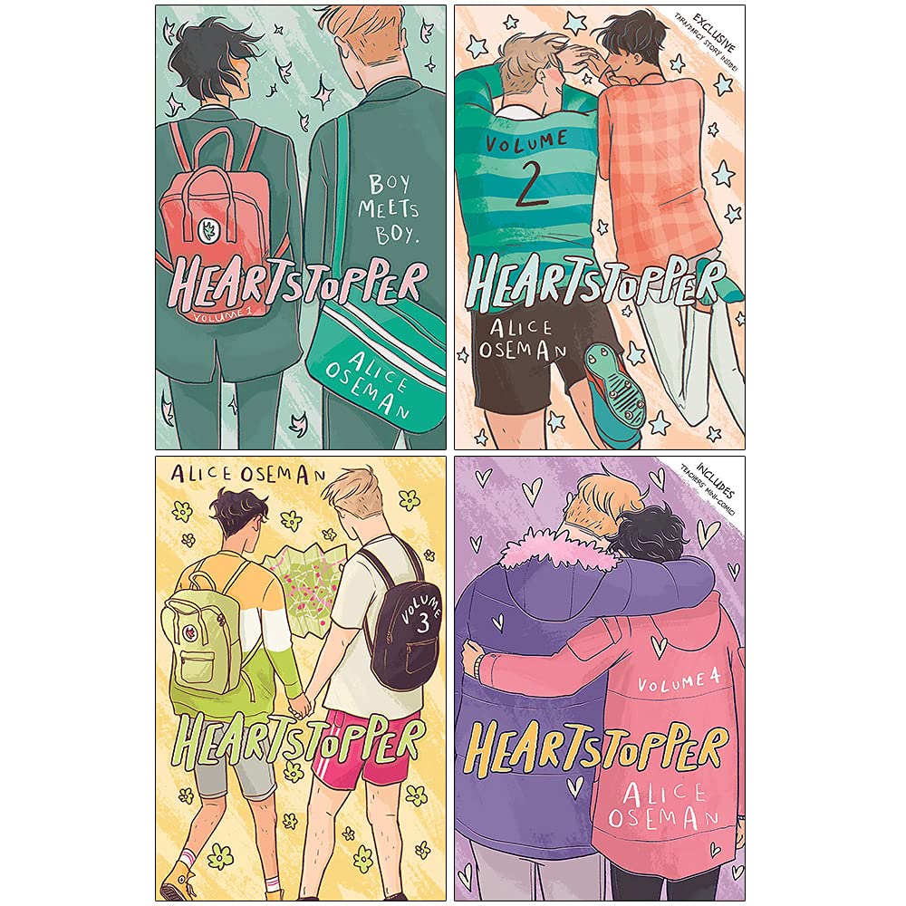 Heartstopper Volumes 1-4 by Alice Oseman - complete paperback graphic novel collection set for young adults
