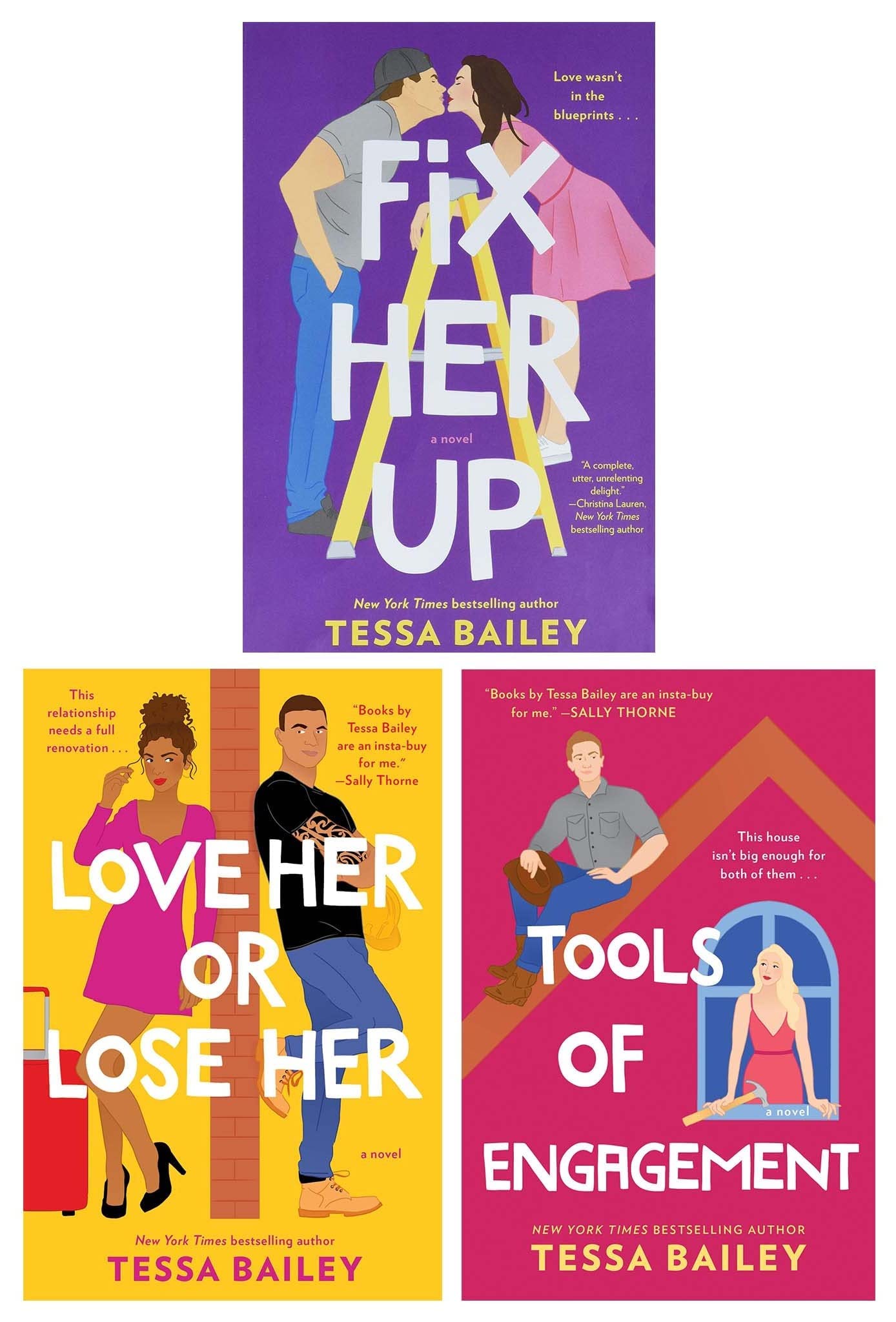 Hot and Hammered Series 3 Books Collection Set by Tessa Bailey - Paperback Romance Books - Fix Her Up, Love Her or Lose Her, Tools of Engagement