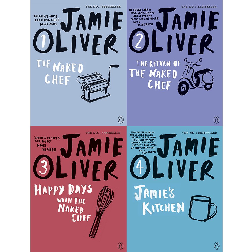 Jamie Oliver 4 Books Collection Set - The Naked Chef, The Return of the Naked Chef, Happy Days with the Naked Chef, Jamie's Kitchen - Paperback