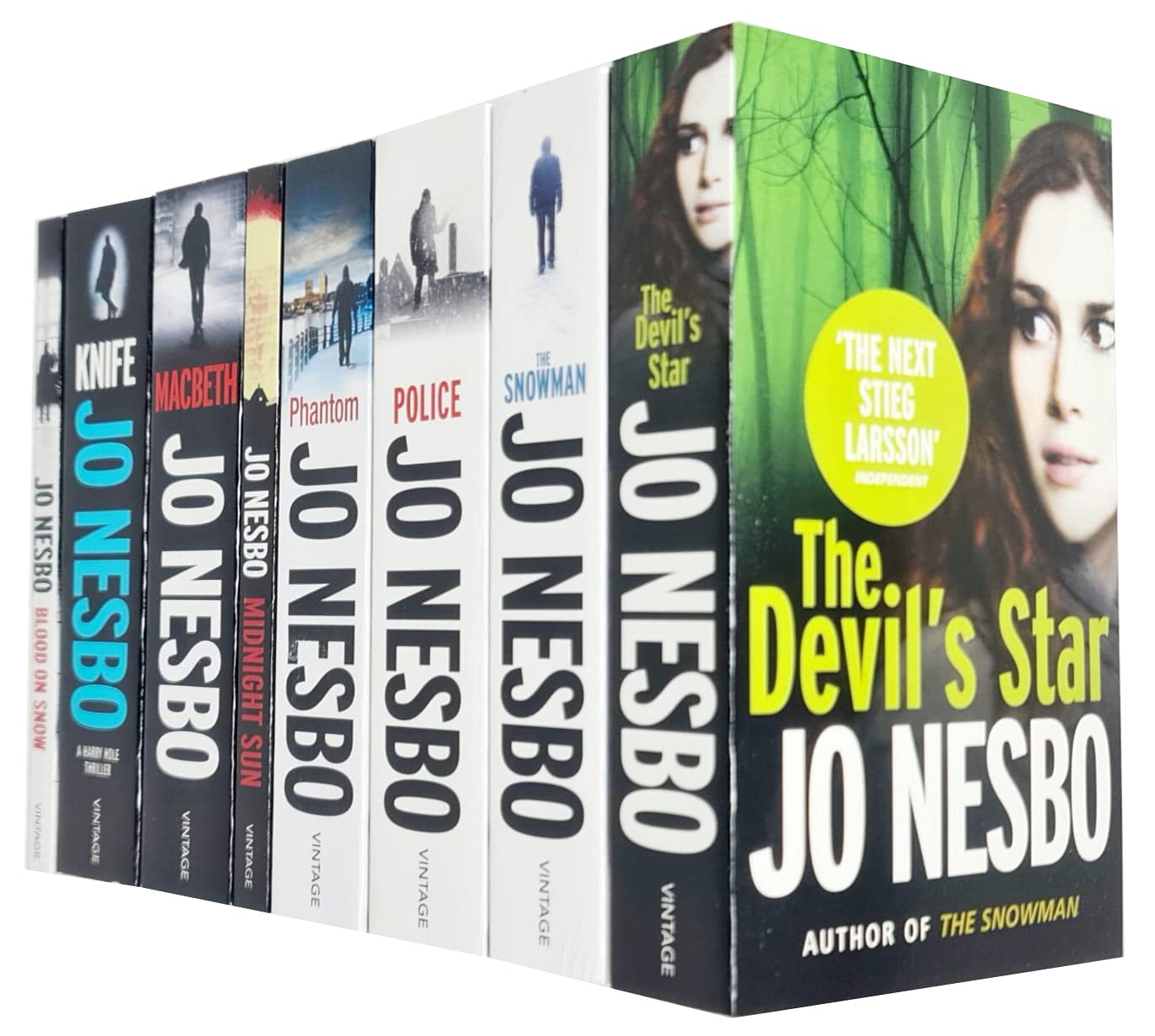 Jo Nesbo 8 Books Collection Set paperback - The Devil's Star, The Snowman, Police, Phantom, Midnight Sun, MACBETH, Knife, Blood on Snow
