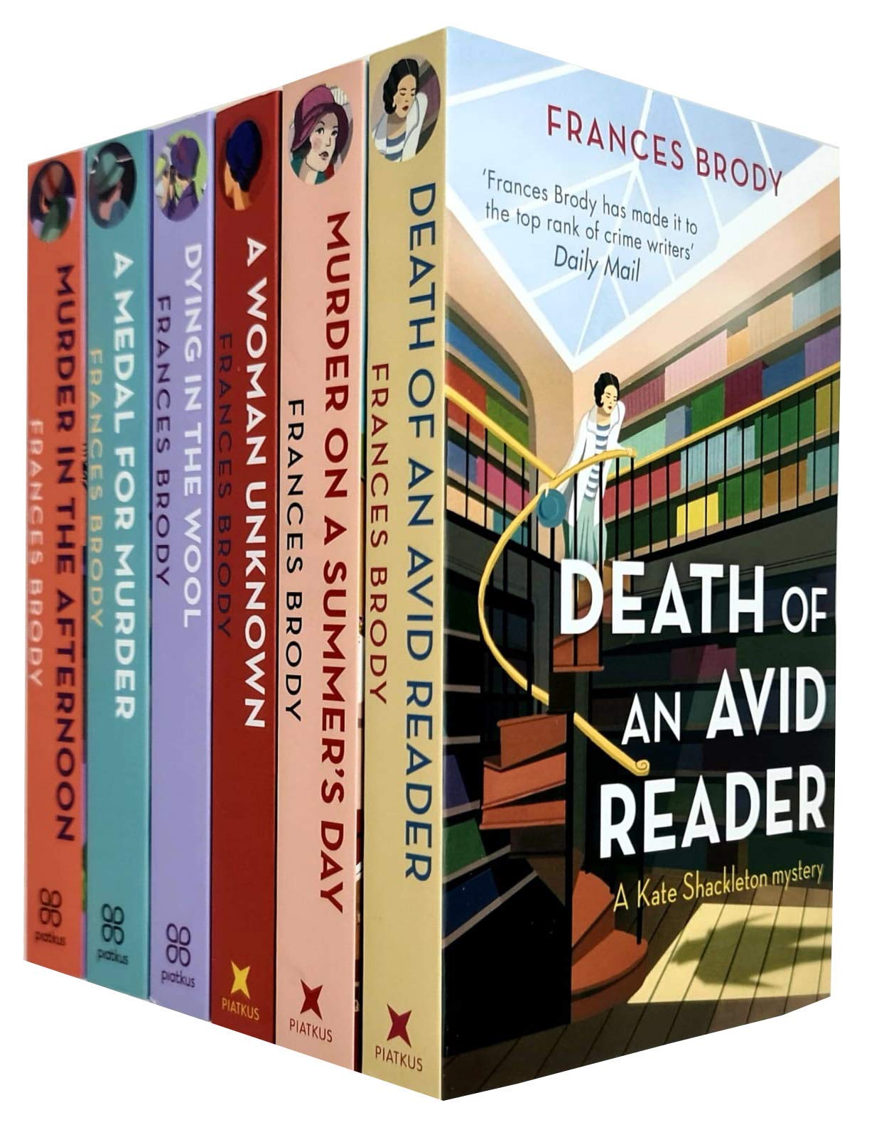 Kate Shackleton Mysteries 6 Books Collection Set by Frances Brody - Paperback historical cosy crime fiction featuring Dying In The Wool, A Medal For Murder, Murder In The Afternoon, A Woman Unknown, Murder on a Summer's Day and Death of an Avid Reader