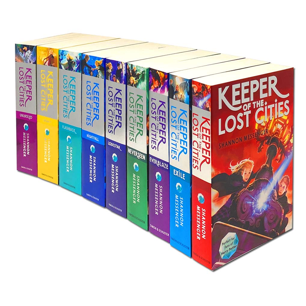 Keeper of the Lost Cities 9 Books Collection Set by Shannon Messenger - Paperback - Ages 8+ - includes Keeper of the Lost Cities, Exile, Everblaze, Neverseen, Lodestar, Nightfall, Flashback, Legacy and Unlocked