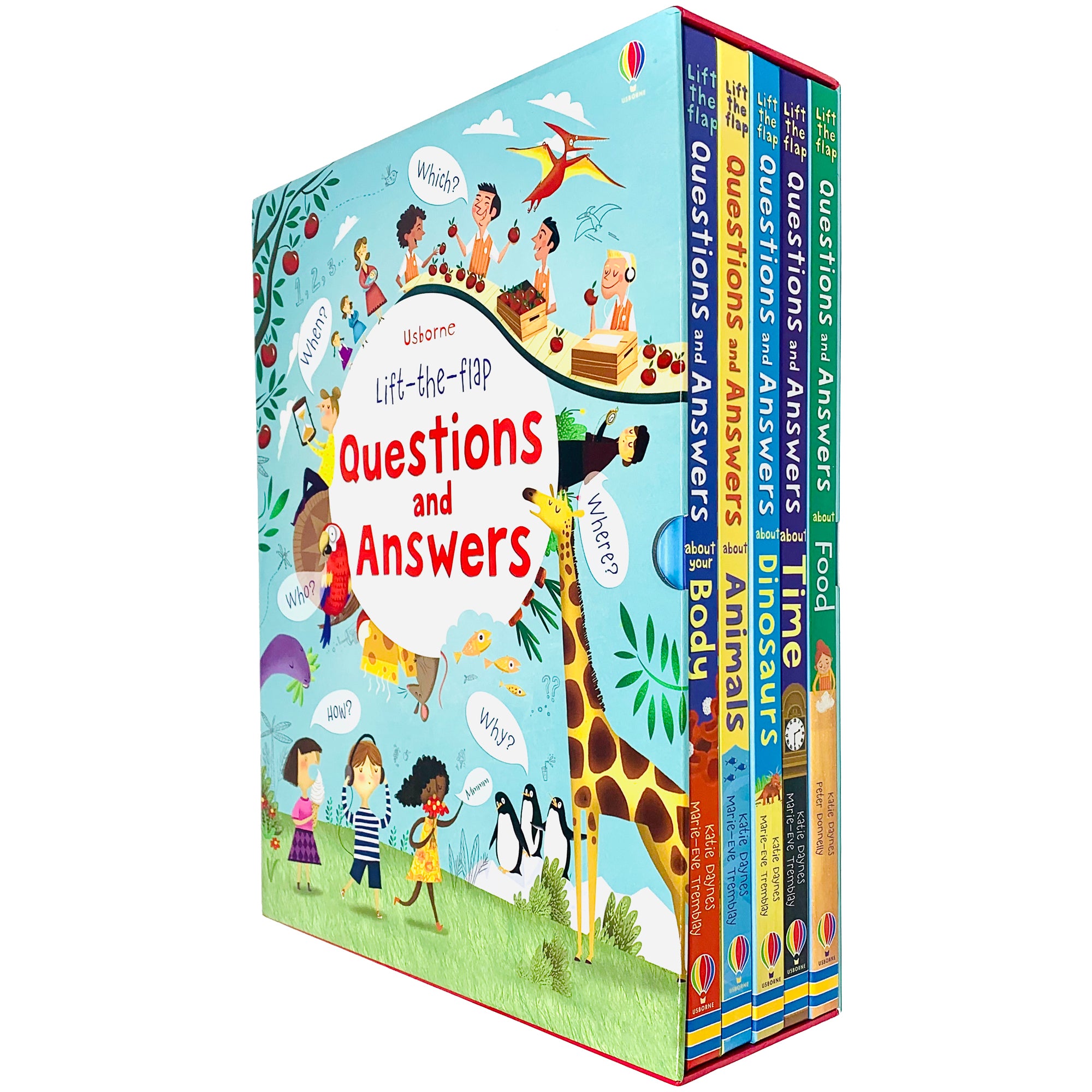 Lift-the-Flap Questions and Answers 5 Books Slipcase Box Set by Katie Daynes - Hardback - Food, Time, Dinosaurs, Animals, Body - Ages 0-5