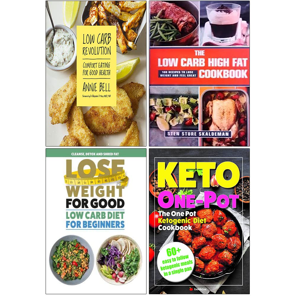 Low Carb Revolution and Ketogenic Diet Cookbook 4 Books Collection Set - paperback low carb, LCHF and keto cookbooks including Annie Bell's Low Carb Revolution and The One Pot Ketogenic Diet Cookbook