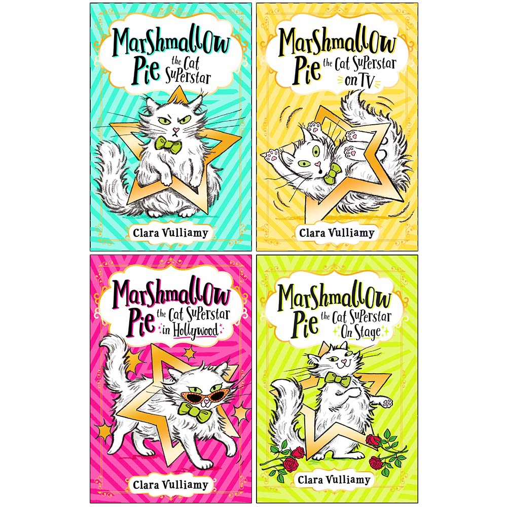 Marshmallow Pie The Cat Superstar 4 Book Paperback Collection Set by Clara Vulliamy for ages 5-8