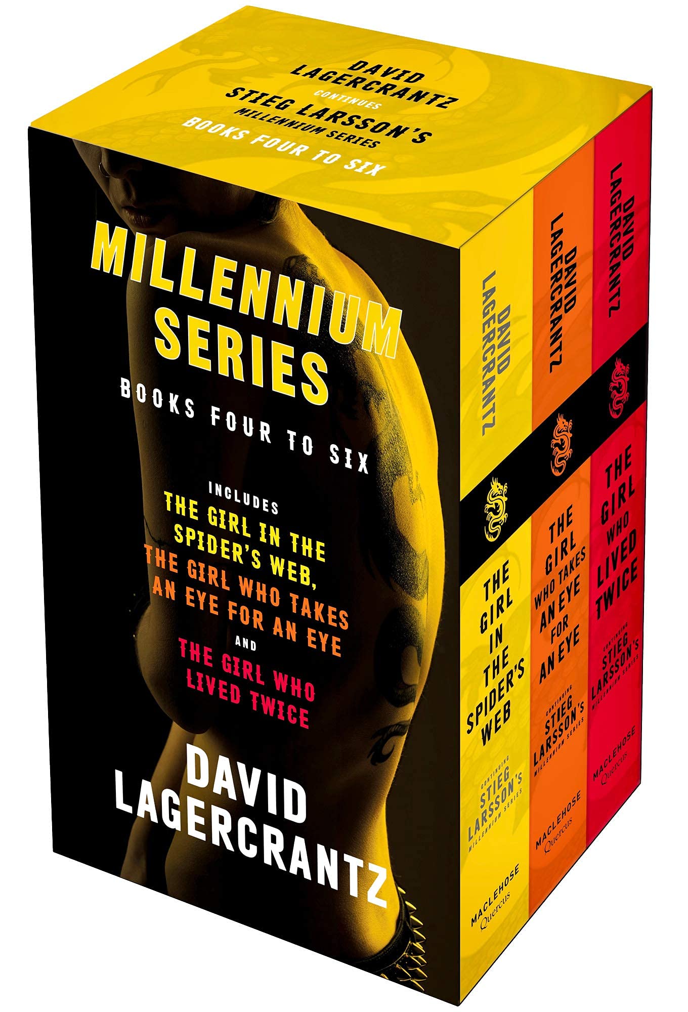Millennium series Books 4-6 paperback box set by David Lagercrantz - The Girl in the Spider's Web, The Girl Who Takes an Eye for an Eye, The Girl Who Lived Twice