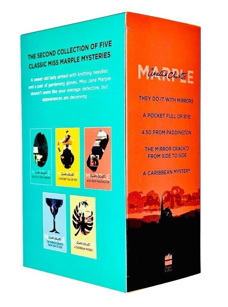 Miss Marple Mysteries Series Books 6-10 Collection Set by Agatha Christie - 5 Book Paperback Set back cover showing all titles