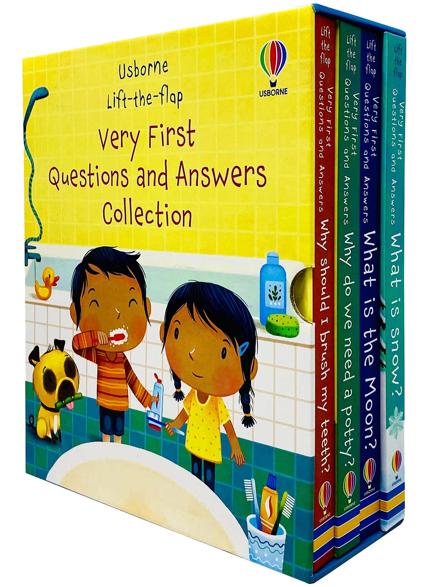 Usborne My Very First Questions and Answers 4 Books Collection Set - board book lift-the-flap set for ages 3-5, including What is the Moon?, Why Do We Need A Potty?, Why Should I Brush My Teeth? and What is Snow?