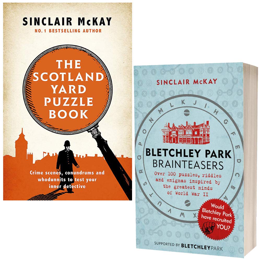 The Scotland Yard Puzzle Book and Bletchley Park Brainteasers by Sinclair McKay - 2 book paperback puzzle collection set