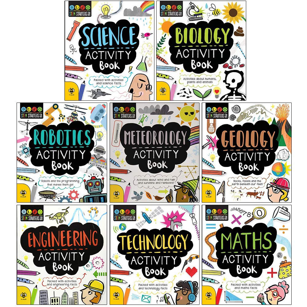 STEM Starters for Kids 8 Activity Books Collection Set - Science, Biology, Robotics, Maths & more - Ages 7-11 - Paperback