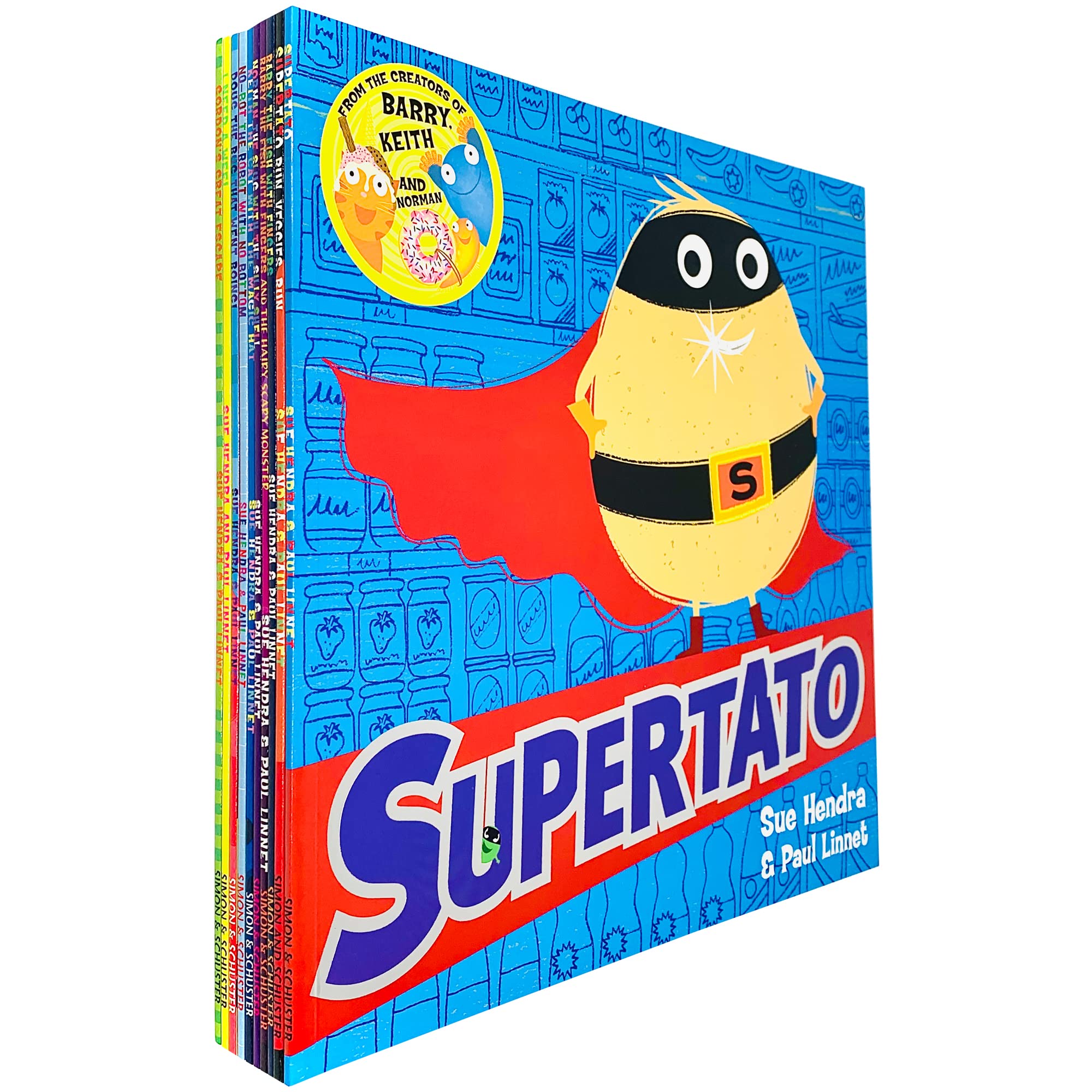 Back cover and spines of the Supertato and Other Stories 10 book paperback collection for young readers ages 3-5