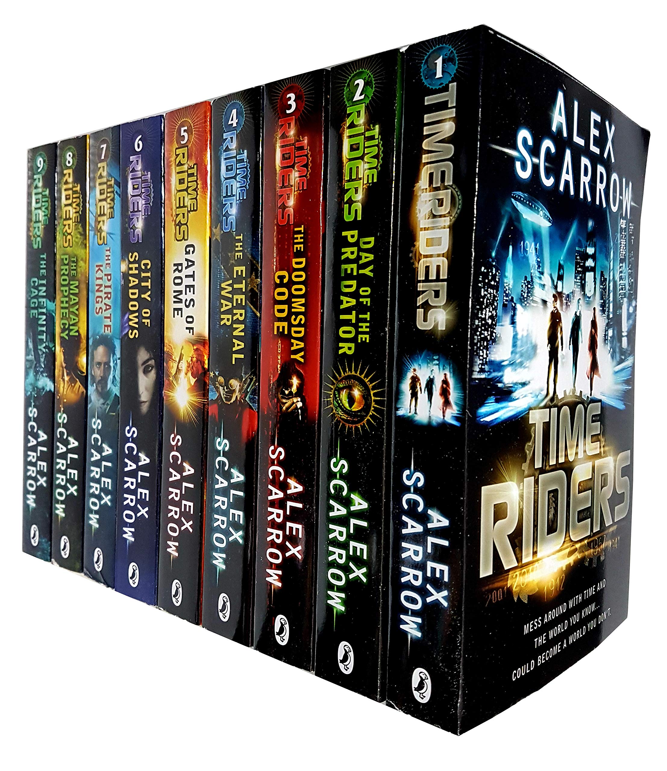TimeRiders 9 Book Collection Set by Alex Scarrow - includes Day of the Predator - YA Paperback series ages 10-14
