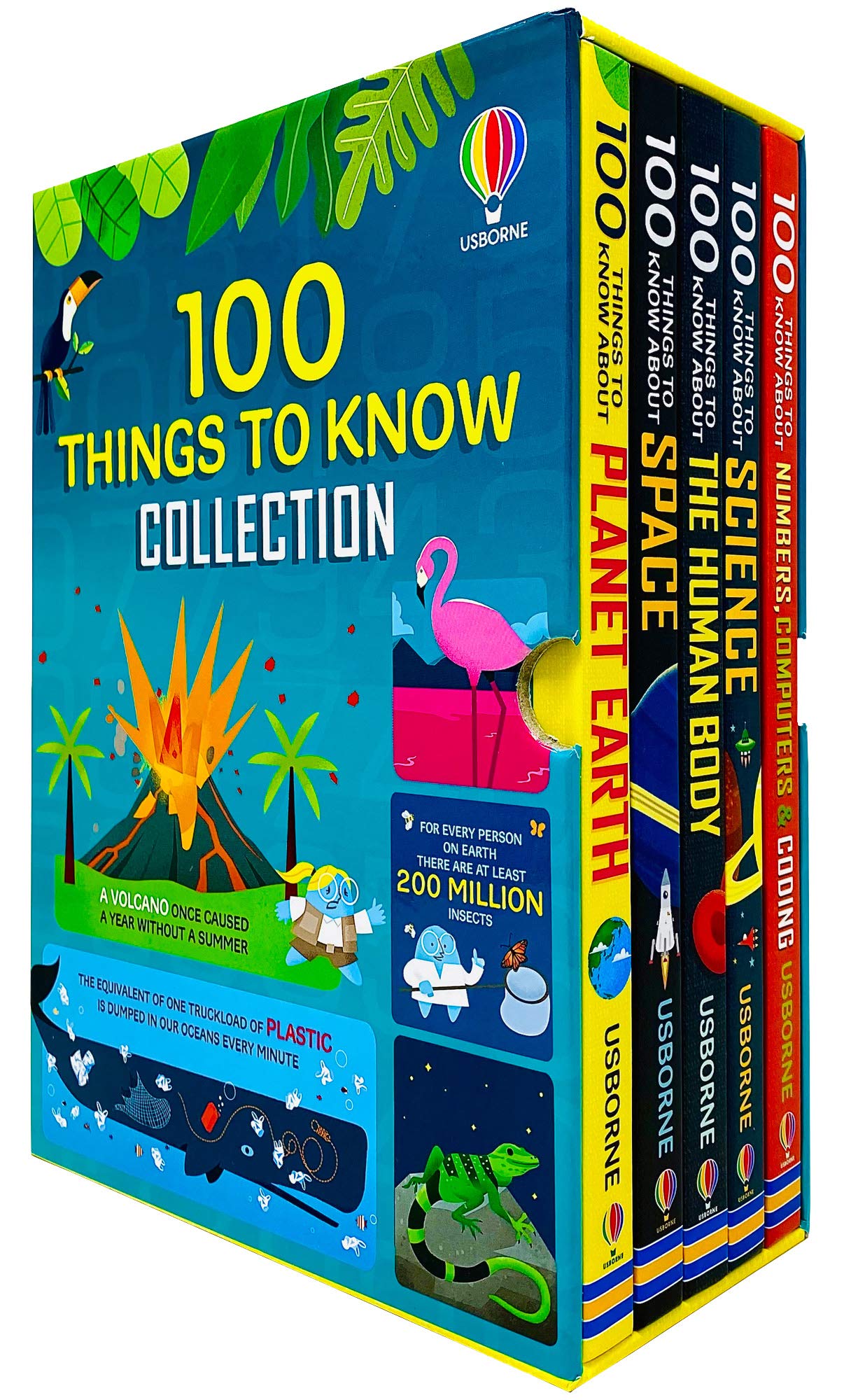 Usborne 100 Things to Know Collection 5 Books Box Set - Planet Earth, Space, Human Body, Science, Coding - Hardback - Ages 7-9