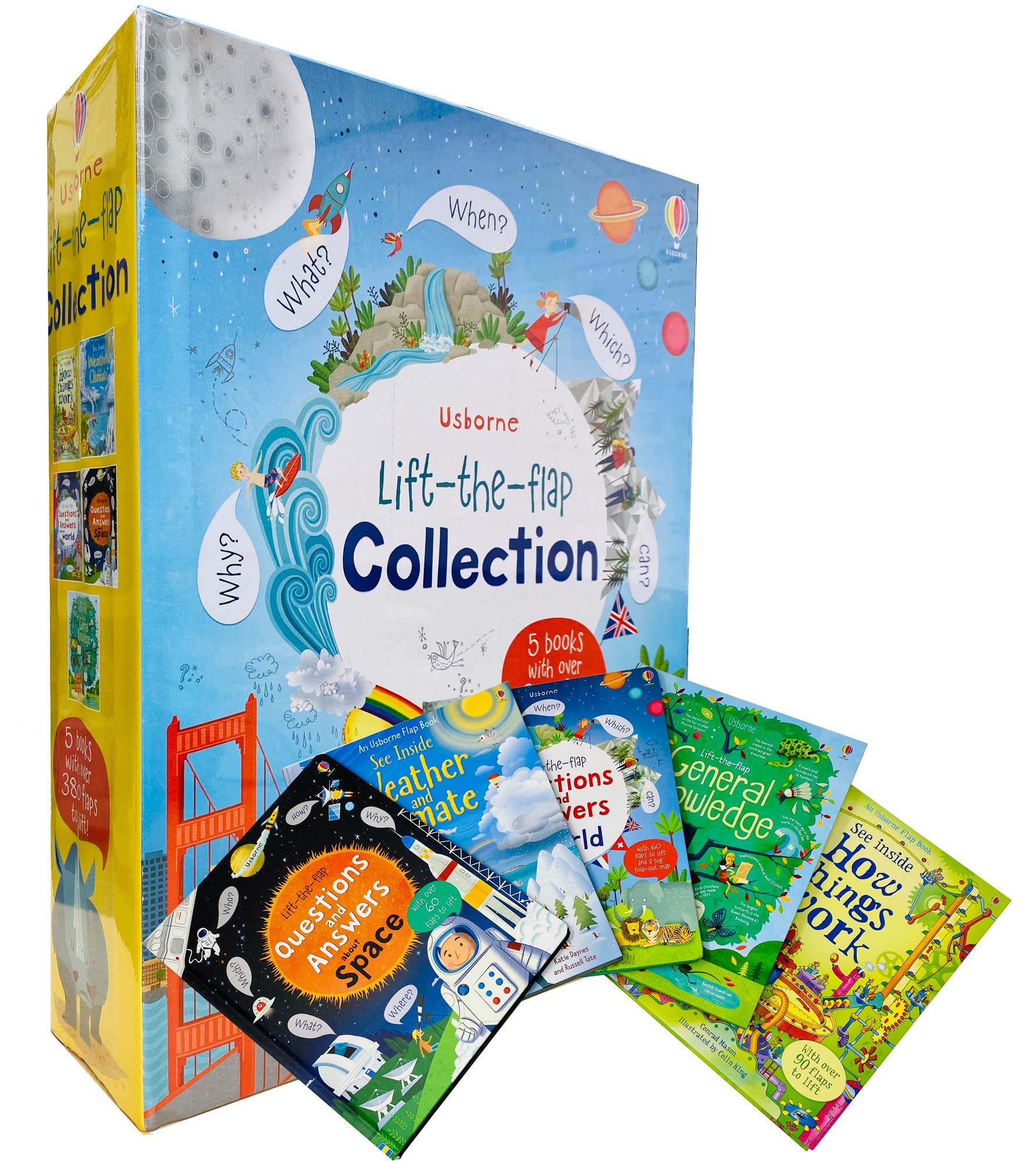 Usborne Lift-the-Flap Collection 5 Books Set - Space, Our World, How Things Work, Weather & Climate, General Knowledge - Hardback - Ages 4-7