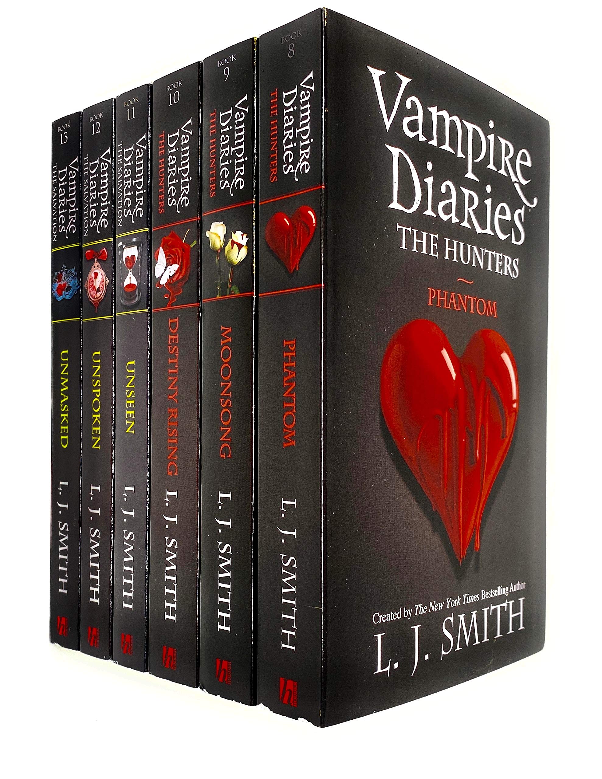 The Vampire Diaries: The Hunters & The Salvation 6 books collection set by L. J. Smith - paperback young adult box set including Phantom, Moonsong, Destiny Rising, Unseen, Unspoken and Unmasked - Ages 12-17