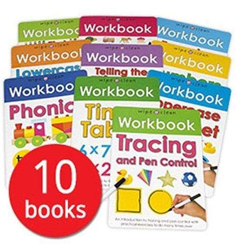 Wipe Clean Workbooks 10 Books Collection Set by Roger Priddy - Ages 3-7 - Paperback early learning set covering alphabet, numbers, phonics and times tables